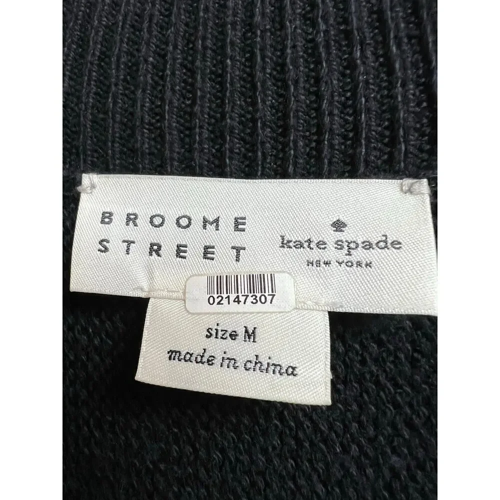 Kate Spade Broome Street Flounce Knit Top Black Medium